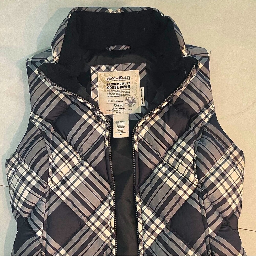 Eddie Bauer Women's Premium Goose Down Plaid Puffer Vest EB700 XS